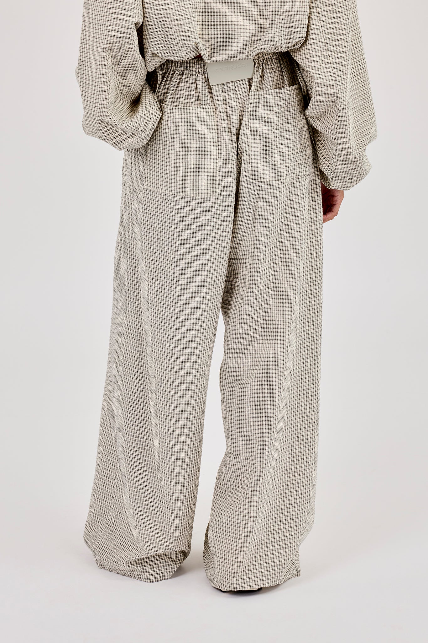 Check Twill Wide Leg Trouser - Off White