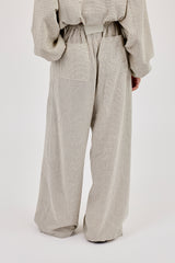 Check Twill Wide Leg Trouser - Off White