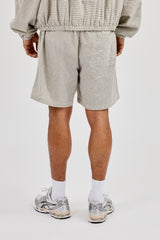 Check Relaxed Short With Piping - Off White