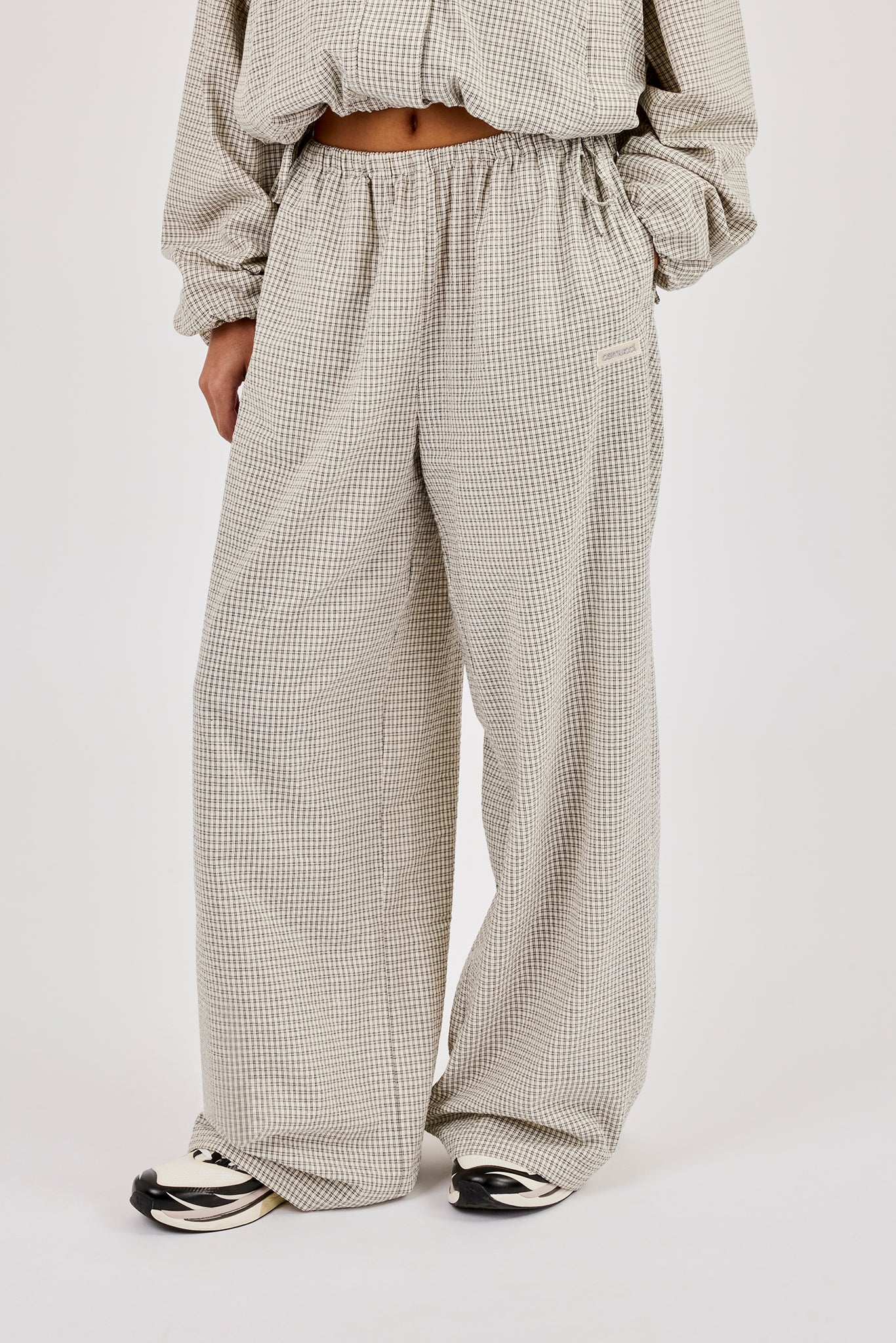 Check Twill Wide Leg Trouser - Off White
