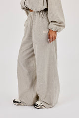 Check Twill Wide Leg Trouser - Off White