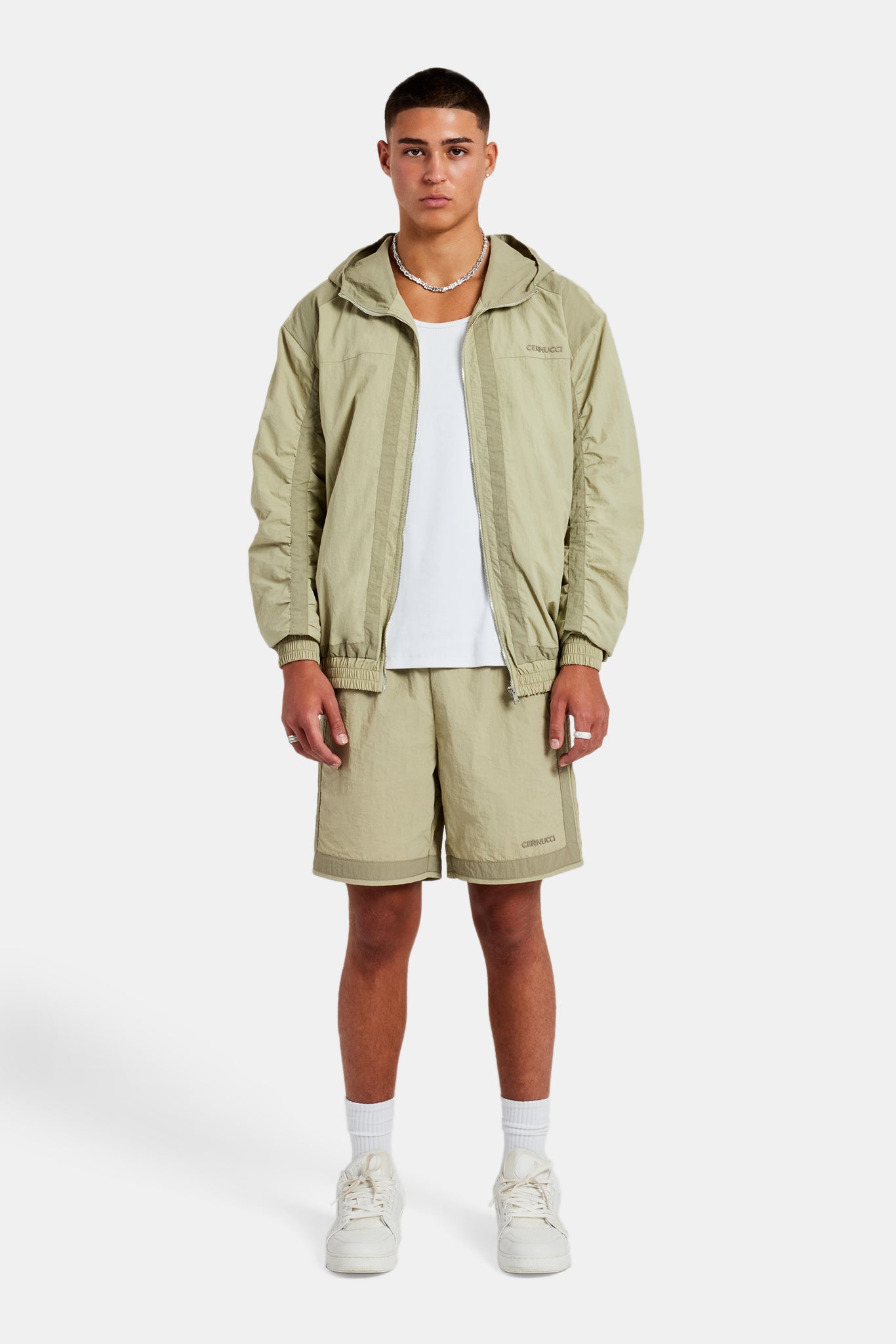 メンズウェア TNRCN NYLON SET UP JACKET KHAKI RUFFLOG Nylon Colour Block Zip Through Tracksuit - Light Khaki | Mens Sets