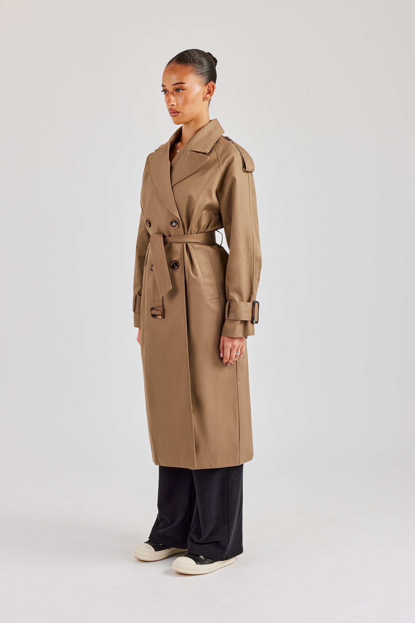 Twill Trench Coat - Taupe