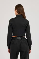 Fitted Taping Track Top - Black