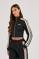 Fitted Taping Track Top - Black