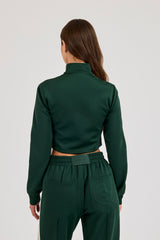Fitted Taping Track Top - Forest Green