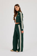 Wide Leg Taping Track Pant - Forest Green