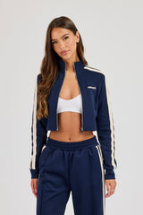 Fitted Taping Track Top - Navy Blue