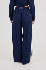 Wide Leg Taping Track Pant - Navy Blue