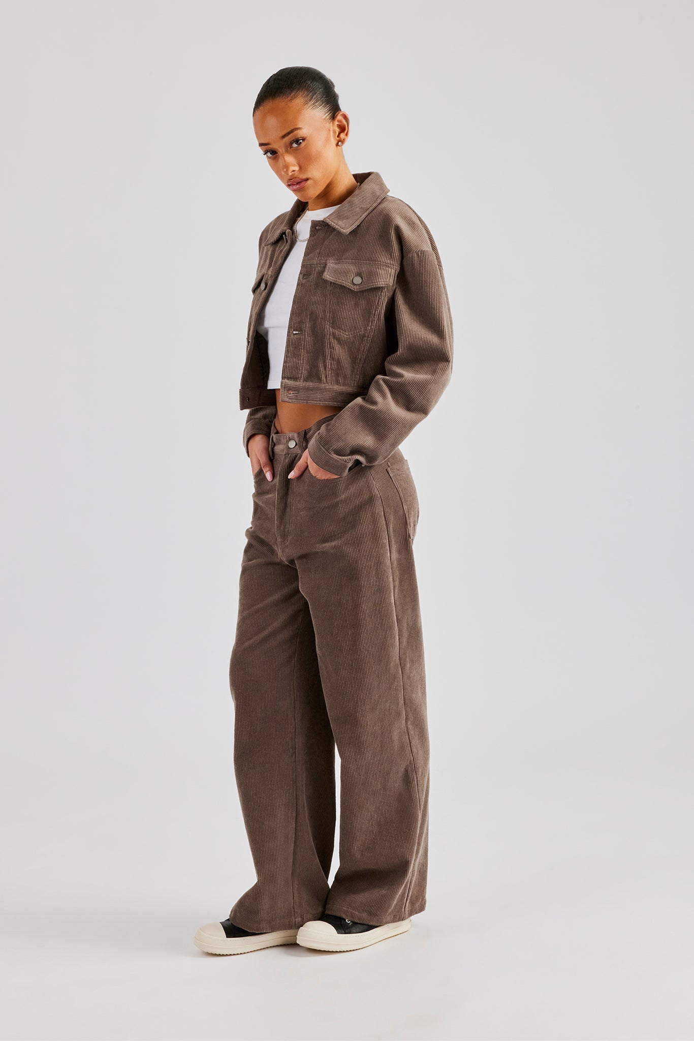 Cropped Cord Jacket - Taupe | Womens Outerwear | Shop Jackets at