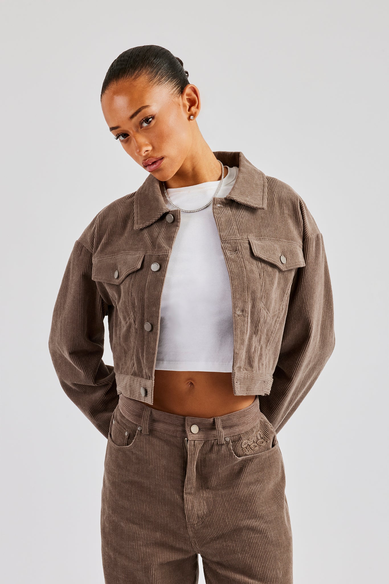 Cropped Cord Jacket - Taupe | Womens Outerwear | Shop Jackets at