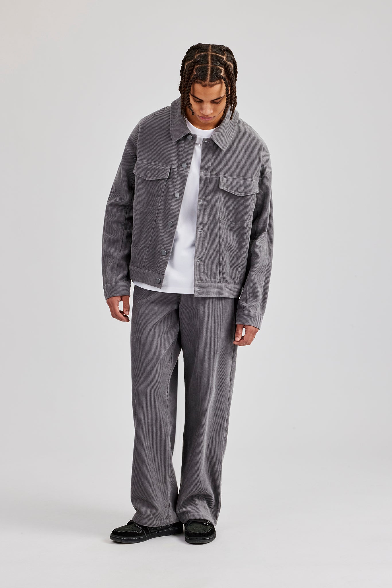 Oversized Cord Jacket - Grey | Mens Outerwear | Shop Jackets at
