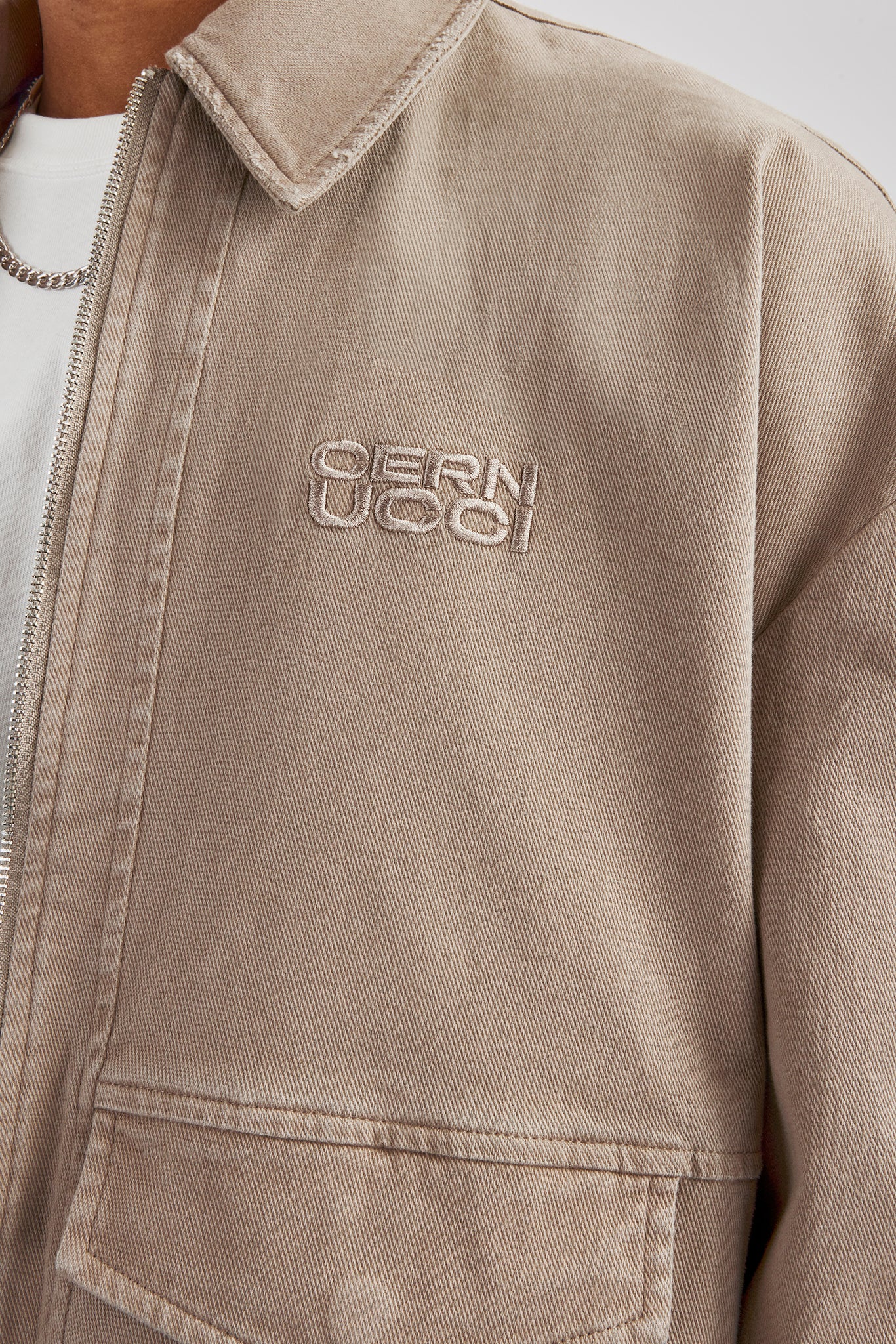 Harrington-Jacke aus gewaschenem Twill - Braun