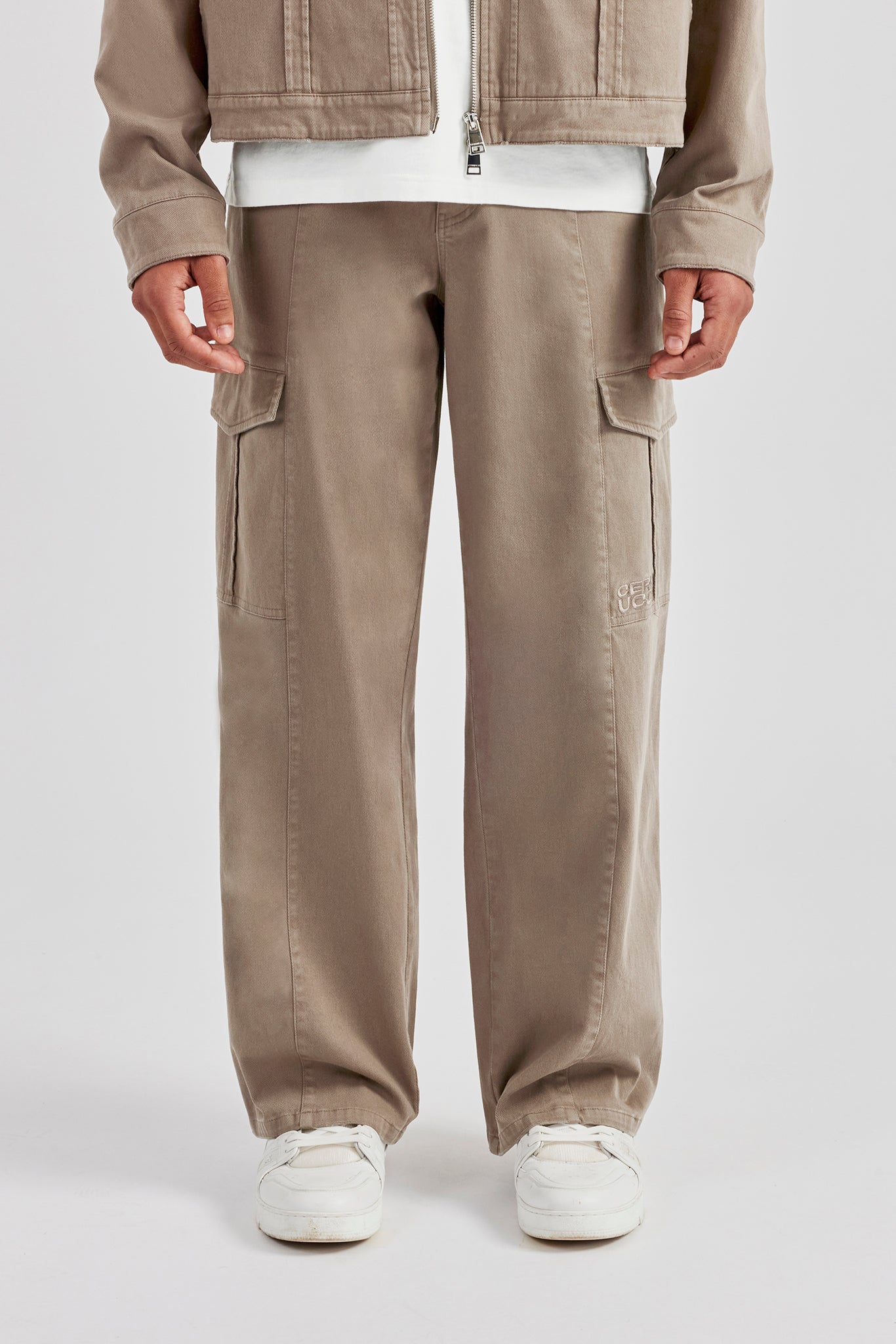 Harrington-Jacke und -Hose aus gewaschenem Twill - Braun 