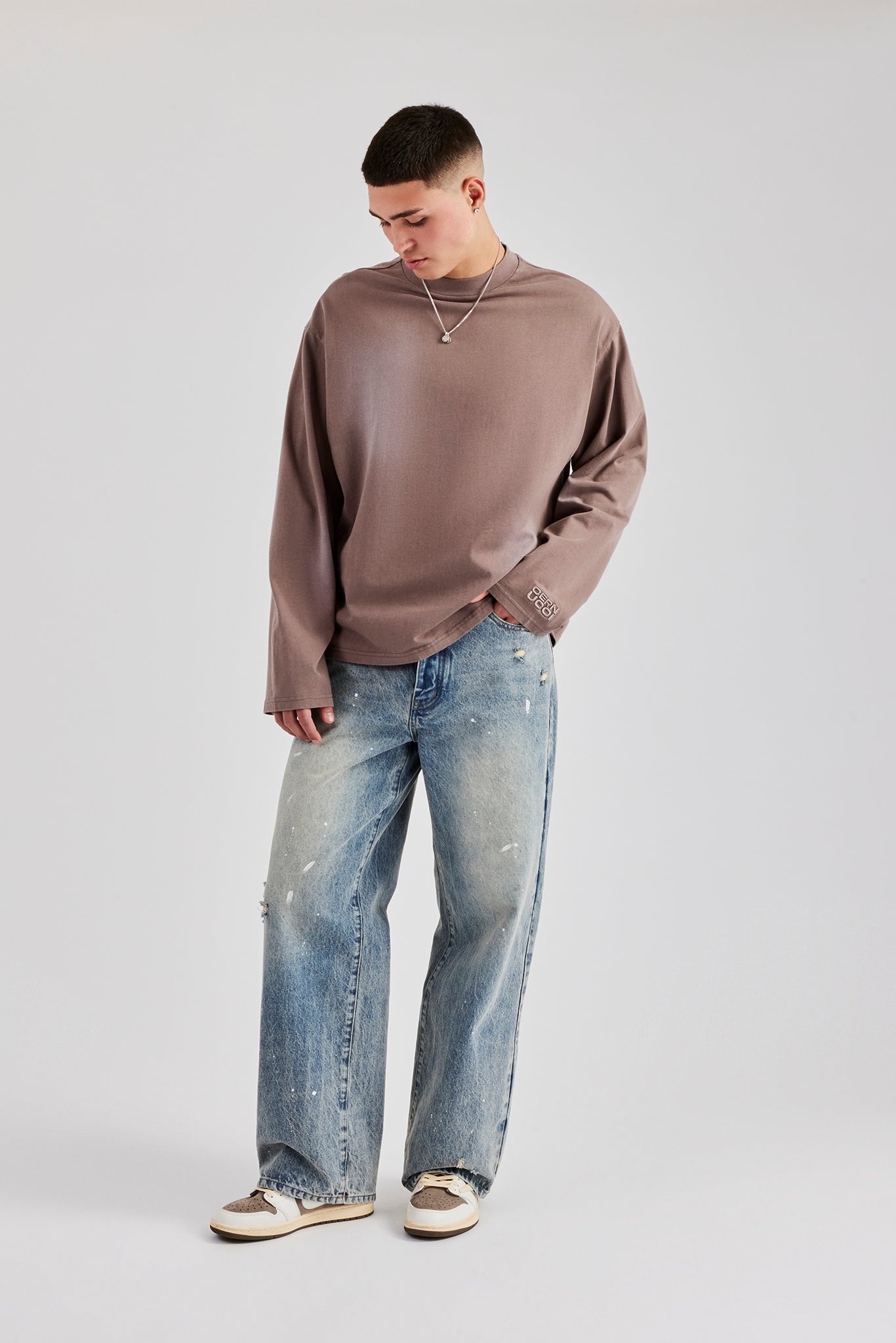 Distressed Paint Splatter Baggy Denim Jean - Antique Wash | Mens