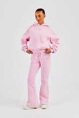 Kurzer Raglan-Hoodie und Schlaghose – verwaschenes Rosa