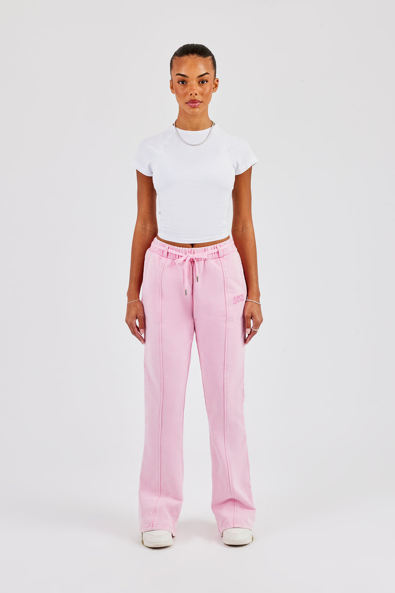 Schlaghose aus gewaschenem Jersey – verwaschenes Rosa