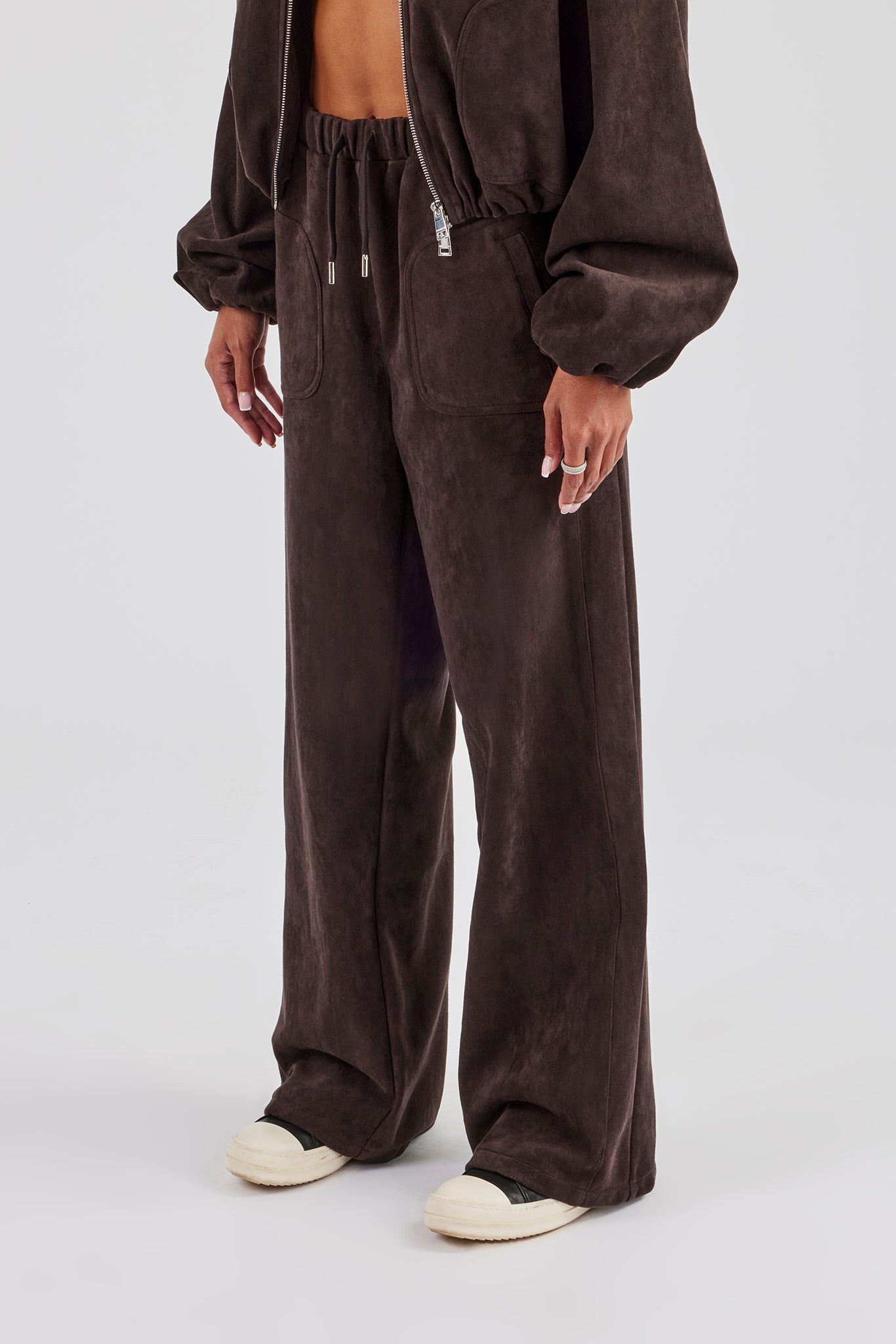 Suede Wide Leg Trouser - Chocolate