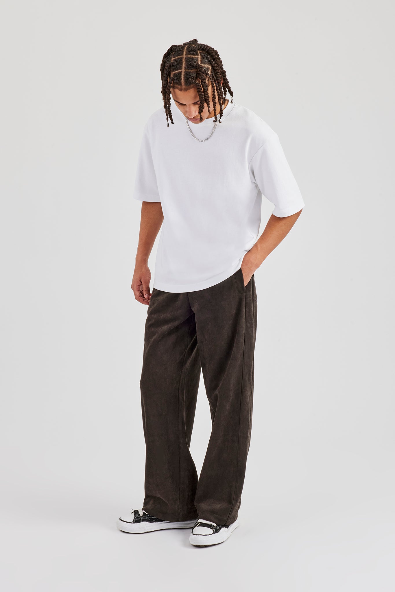 Suede Relaxed Jogger - Charcoal