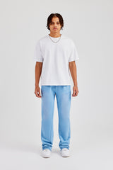 Washed Slim Flare Joggers - Blue