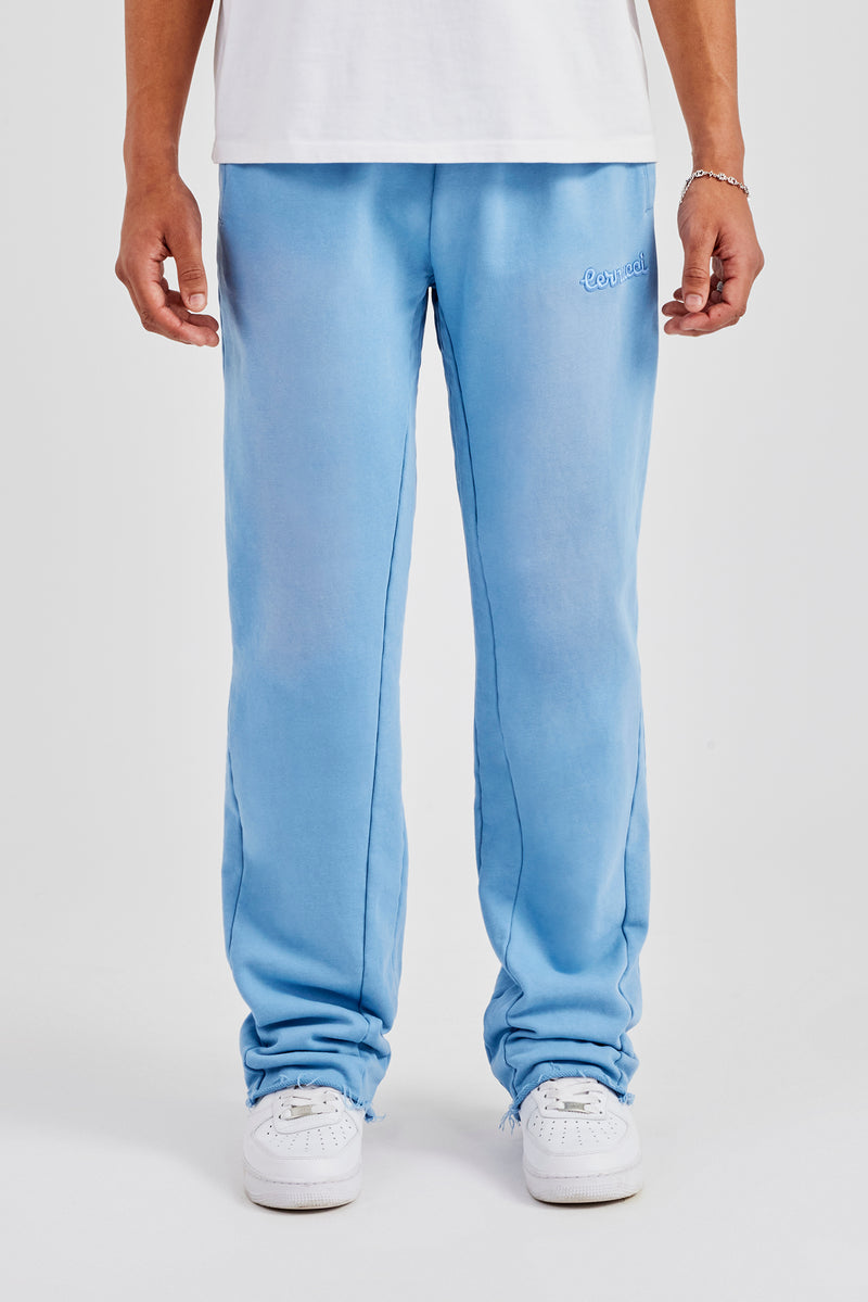 Washed Slim Flare Joggers - Blue