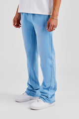 Washed Slim Flare Joggers - Blue