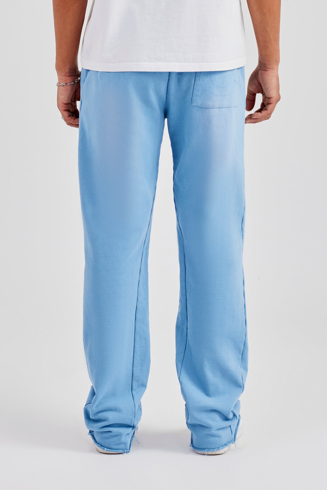 Washed Slim Flare Joggers - Blue