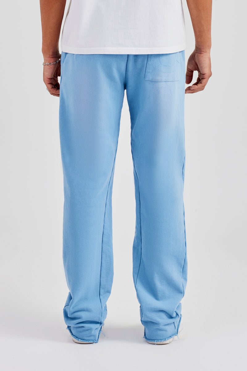Washed Slim Flare Joggers - Blue