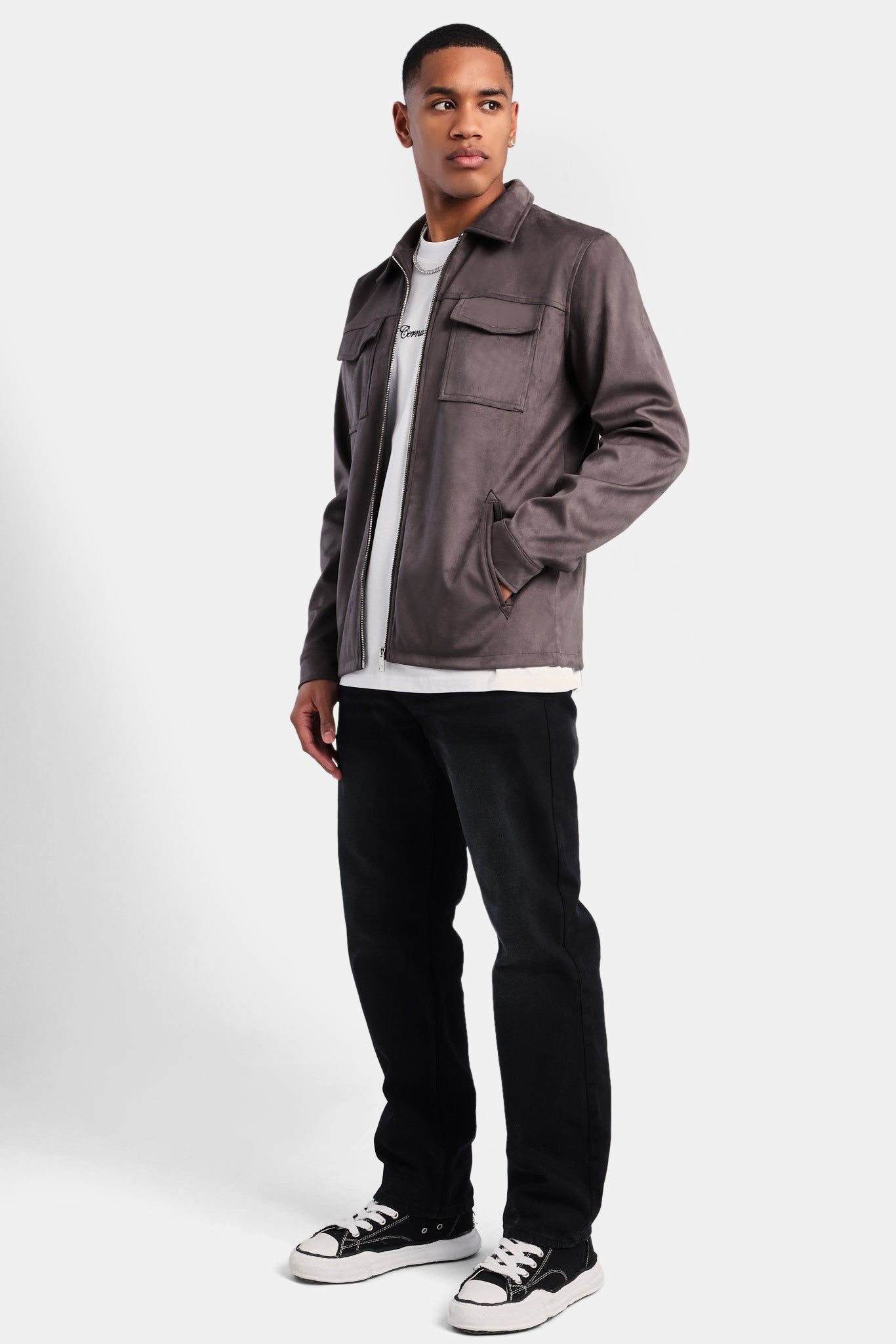Suede Zip Through Jacket - Brown | Mens Outerwear | Shop Jackets at ...