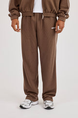 Waffle Relaxed Jogger With Piping - Brown