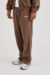 Waffle Relaxed Jogger With Piping - Brown