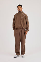 Waffle Relaxed Jogger With Piping - Brown