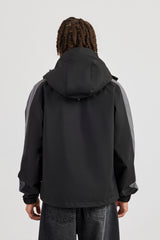 Trainingsjacke aus Nylon mit Einsätzen - Schwarz
