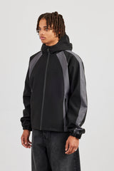 Trainingsjacke aus Nylon mit Einsätzen - Schwarz