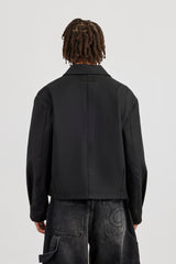 Boxy Twill Harrington-Jacke - Schwarz