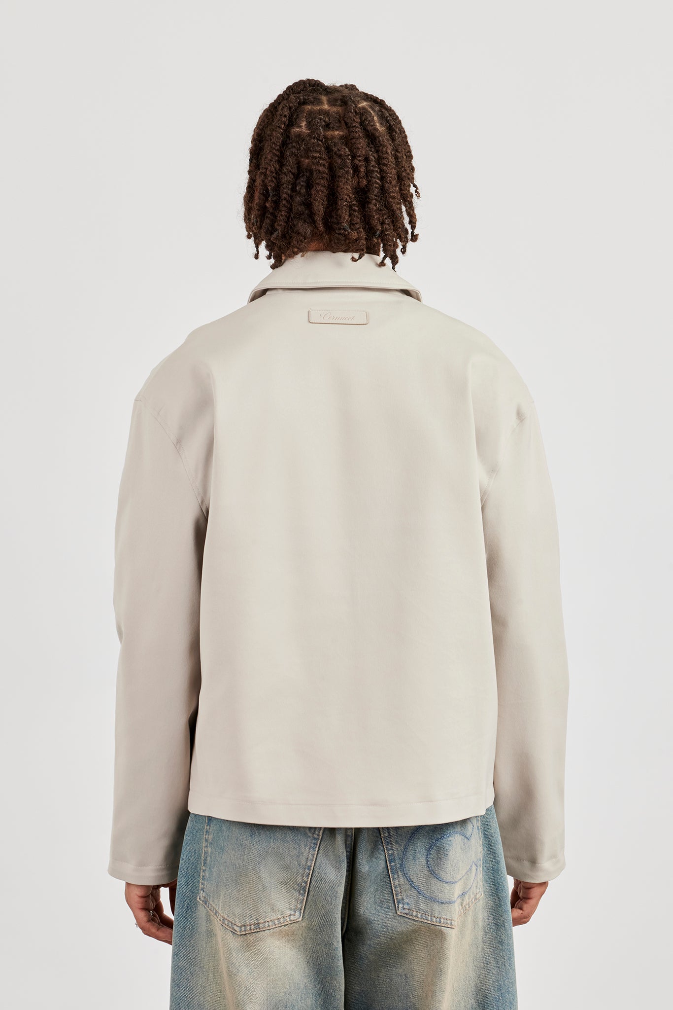 Harrington-Jacke aus Twill mit Taschendetail - Stein