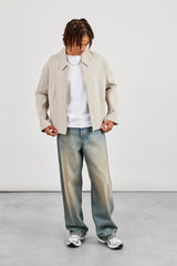 Harrington-Jacke aus Twill mit Taschendetail - Stein