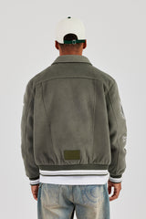 Harrington-Bomberjacke mit Varsity-Abzeichen - Grau 