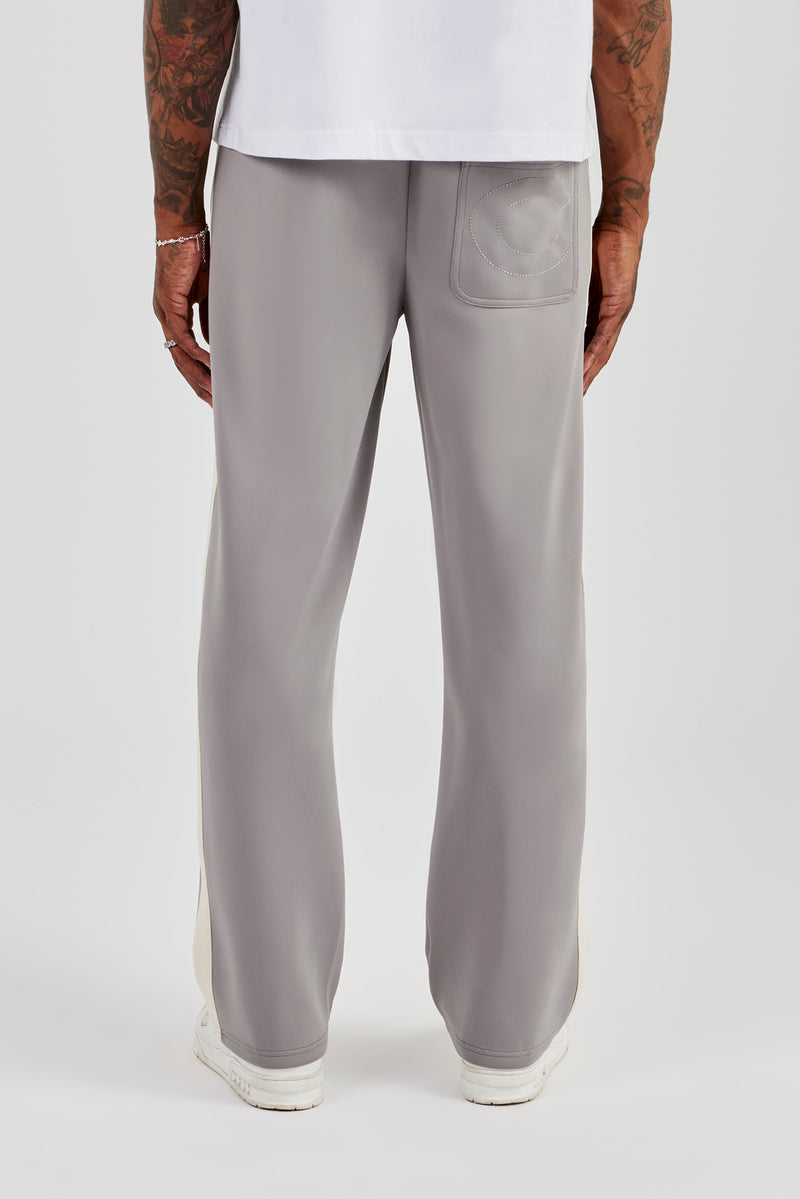 Poly Contrast Relaxed Trouser - Grey