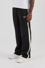 Poly Contrast Relaxed Trouser - Black