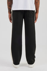 Poly Contrast Relaxed Trouser - Black