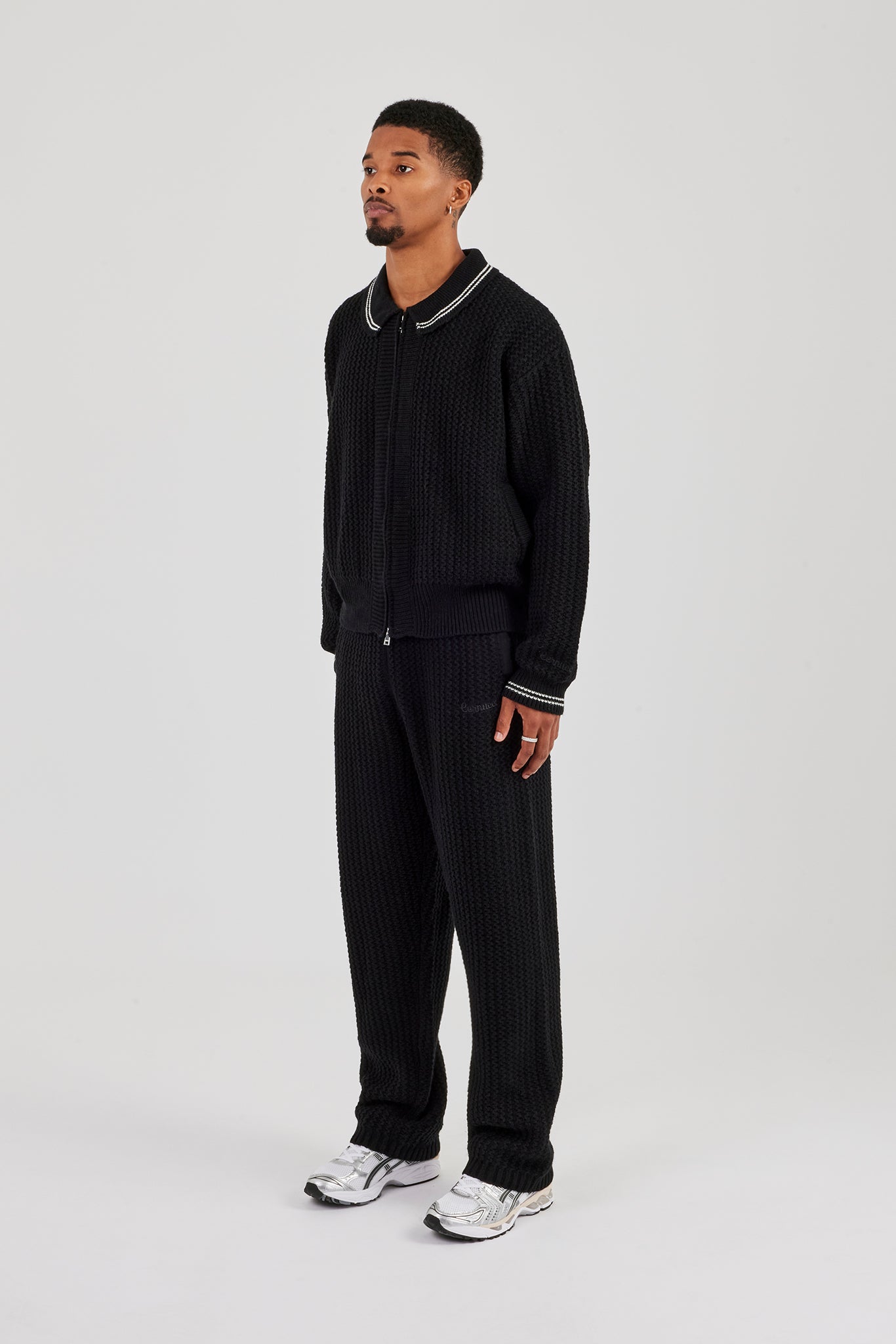 Knitted Harrington & Jogger - Black