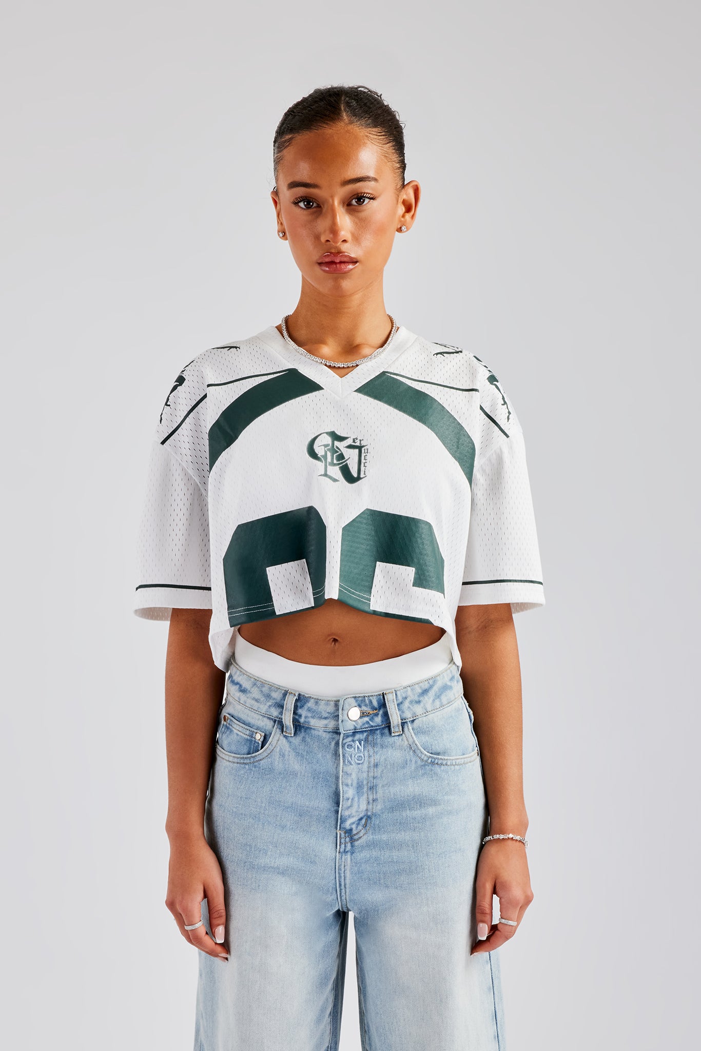 Mesh Cropped 86 Top - White