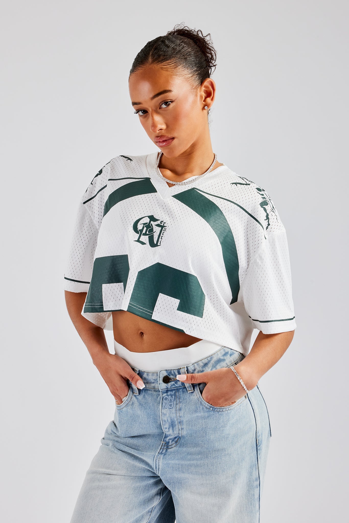 Mesh Cropped 86 Top - White | Womens Tees & Vests | Shop Crop Tops