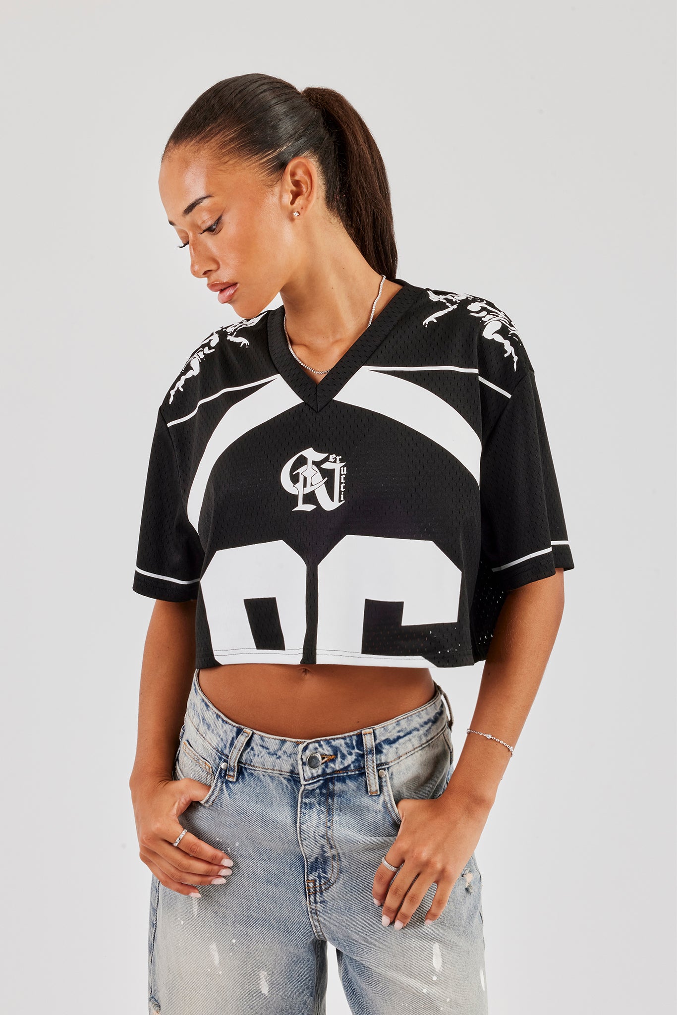 86 Kurzes Mesh-Top - Schwarz