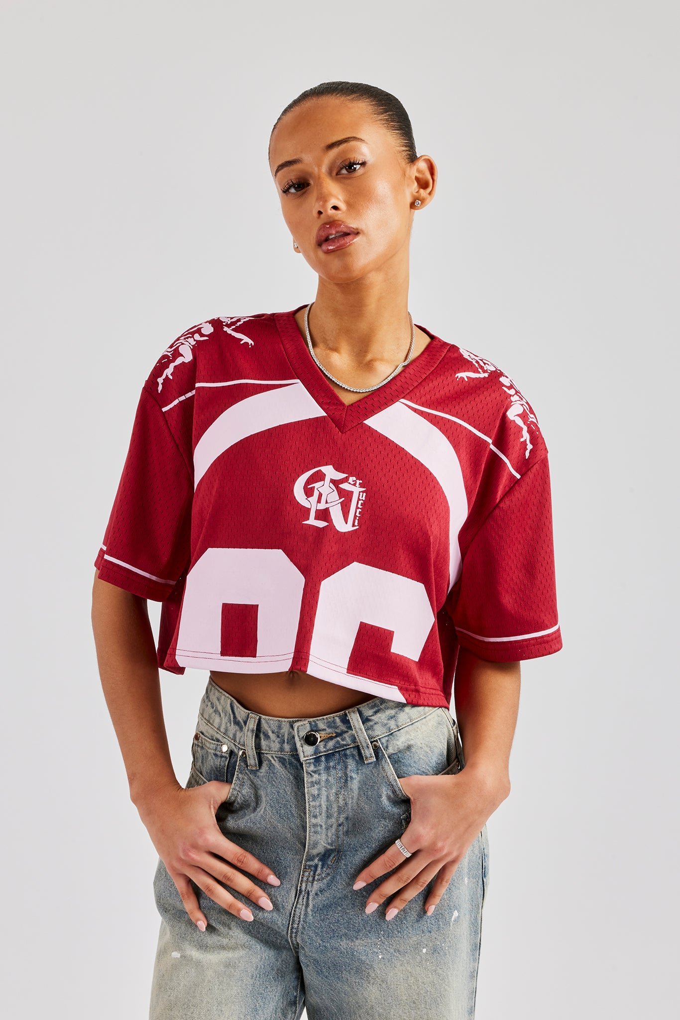 【新品タグ付き】　Cherry Pattern Strap Top 86 Cropped Mesh Top - Cherry Red | Womens Tees & Vests | Shop T