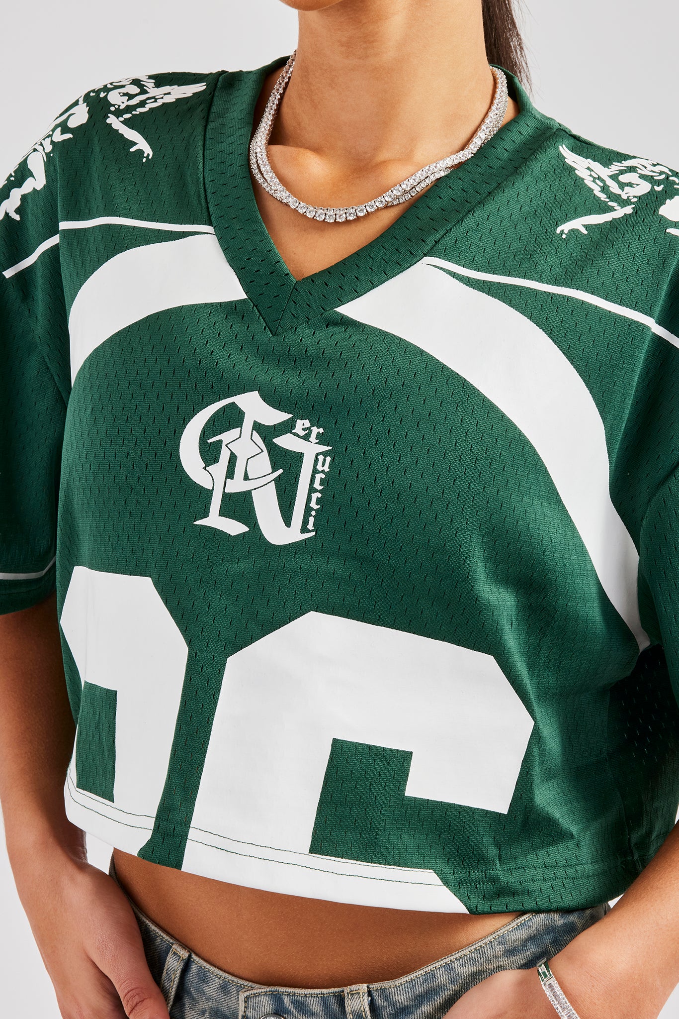 86 Cropped Mesh Top - Forest Green | Womens Tees & Vests | Shop T