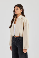 Harrington-Jacke aus Wolle - Off White