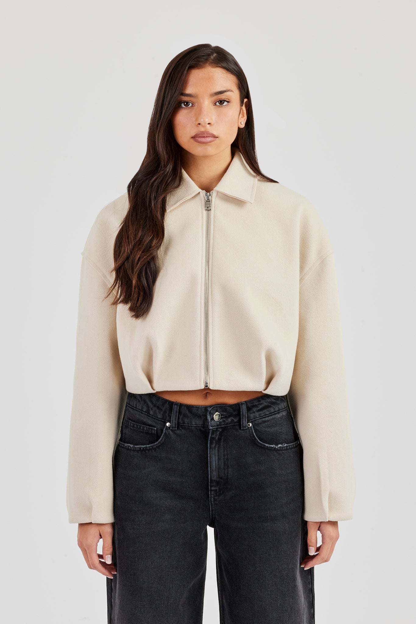 Harrington-Jacke aus Wolle - Off White