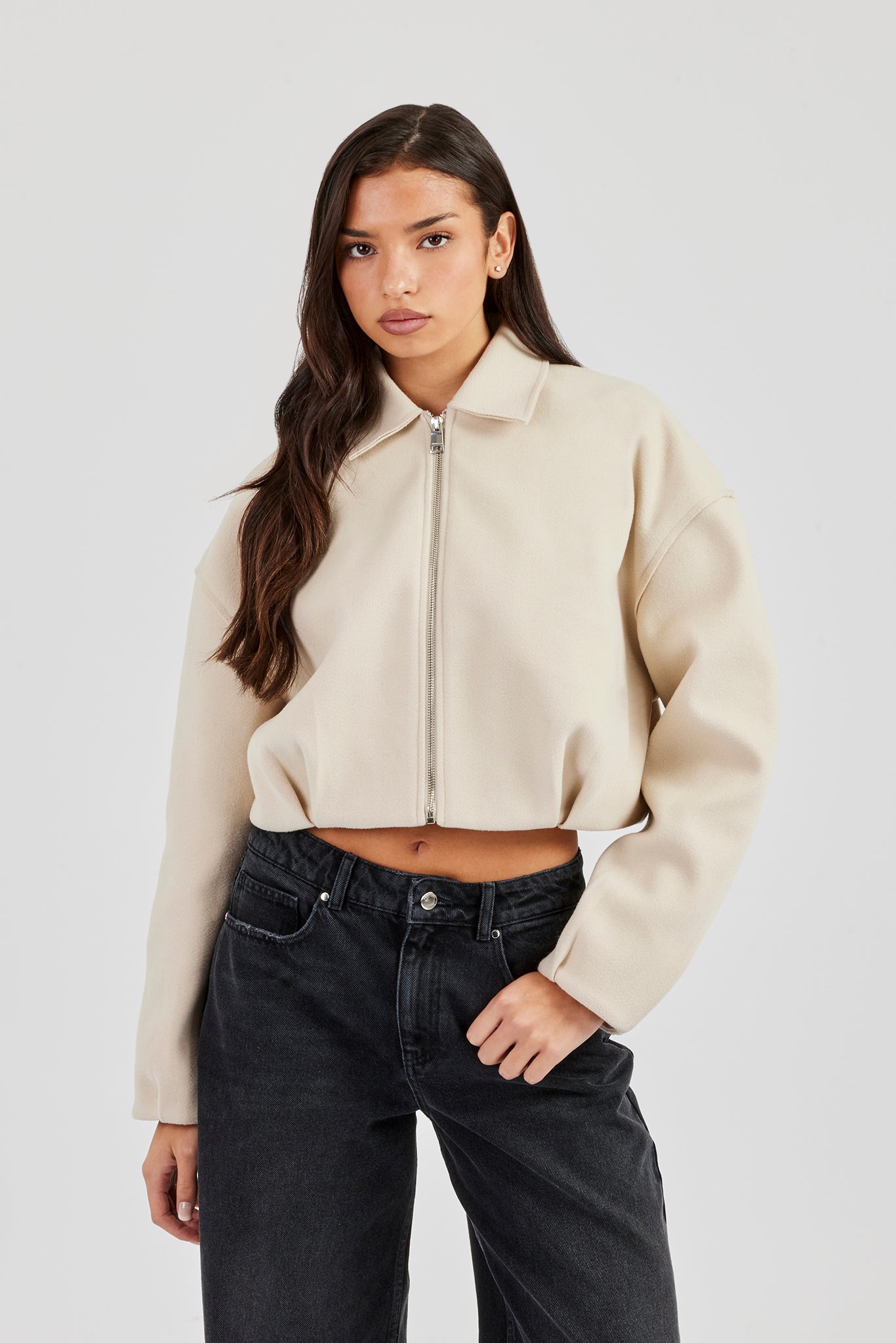 Harrington-Jacke aus Wolle - Off White